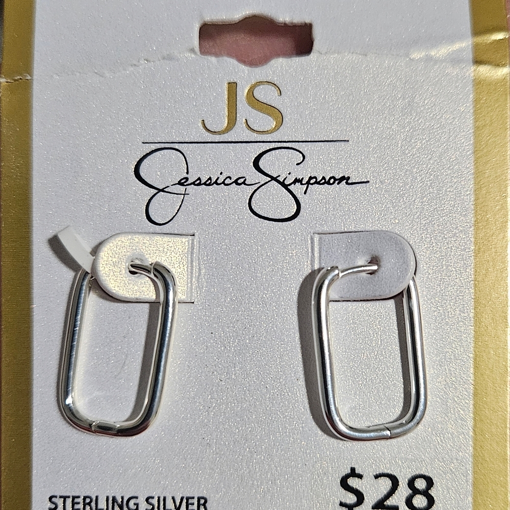 Jessica Simpson Silver Geometric Earrings